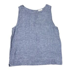 CP Shades Linen Sleeveless Top Blue Button Back Women's Size Large